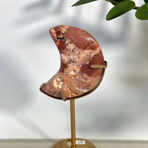 Cotton Candy Agate Moon With Custom Stand A2 54 - Kenna's Crystals from TikTok