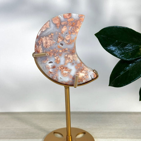 Cotton Candy Agate Moon With Custom Stand A3 105 - Kenna's Crystals from TikTok