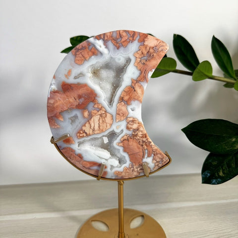 Cotton Candy Agate Moon With Custom Stand B 3 - Kenna's Crystals from TikTok