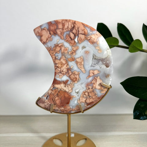 Cotton Candy Agate Moon With Custom Stand B 4 - Kenna's Crystals from TikTok