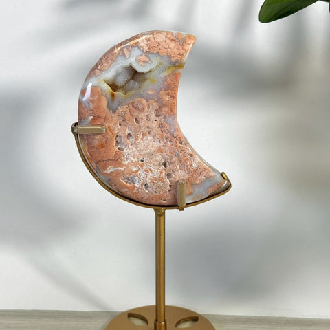 Cotton Candy Agate Moon With Custom Stand B2 55 - Kenna's Crystals from TikTok