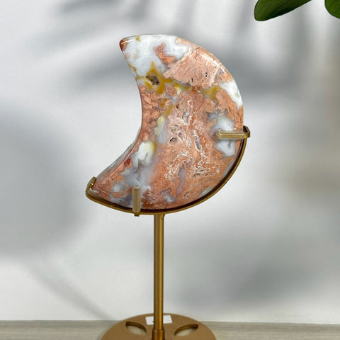 Cotton Candy Agate Moon With Custom Stand B2 56 - Kenna's Crystals from TikTok