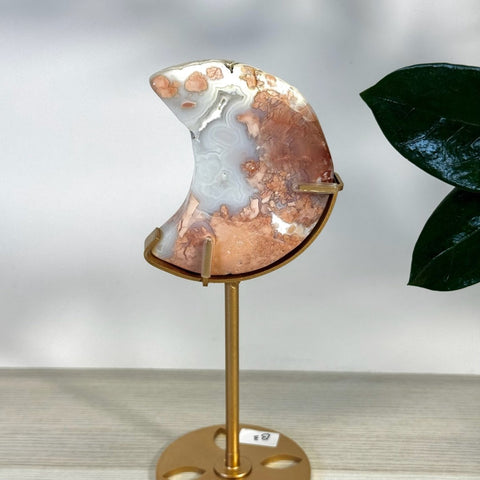 Cotton Candy Agate Moon With Custom Stand B3 108 - Kenna's Crystals from TikTok