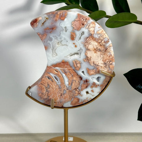Cotton Candy Agate Moon With Custom Stand C 6 - Kenna's Crystals from TikTok