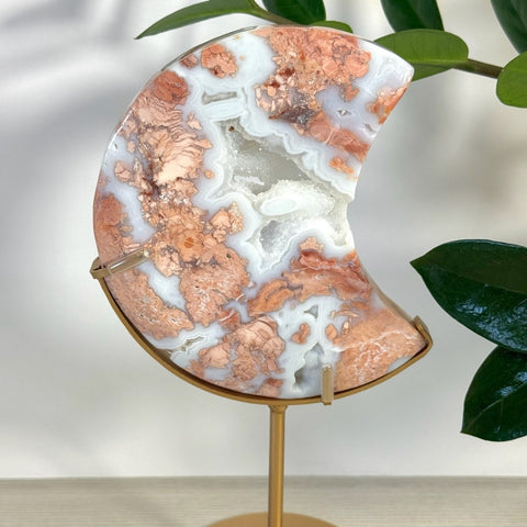 Cotton Candy Agate Moon With Custom Stand C 5 - Kenna's Crystals from TikTok