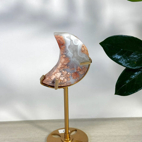 Cotton Candy Agate Moon With Custom Stand C3 110 - Kenna's Crystals from TikTok