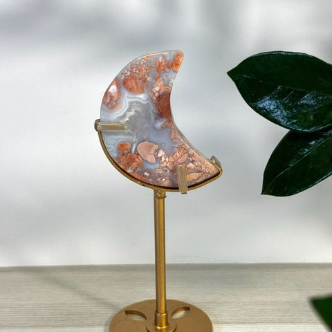 Cotton Candy Agate Moon With Custom Stand C3 109 - Kenna's Crystals from TikTok