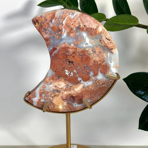 Cotton Candy Agate Moon With Custom Stand D 8 - Kenna's Crystals from TikTok