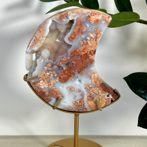 Cotton Candy Agate Moon With Custom Stand D 7 - Kenna's Crystals from TikTok