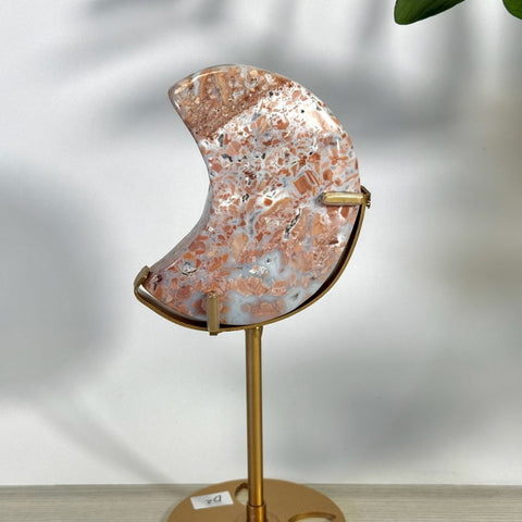 Cotton Candy Agate Moon With Custom Stand D2 60 - Kenna's Crystals from TikTok