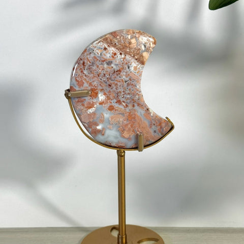 Cotton Candy Agate Moon With Custom Stand D2 59 - Kenna's Crystals from TikTok