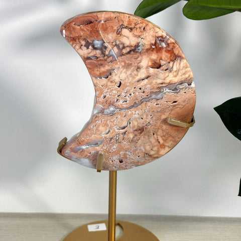 Cotton Candy Agate Moon With Custom Stand E 10 - Kenna's Crystals from TikTok