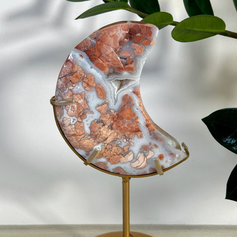 Cotton Candy Agate Moon With Custom Stand F 11 - Kenna's Crystals from TikTok