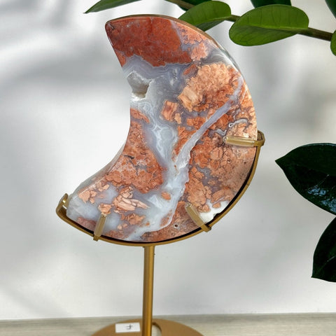 Cotton Candy Agate Moon With Custom Stand F 12 - Kenna's Crystals from TikTok