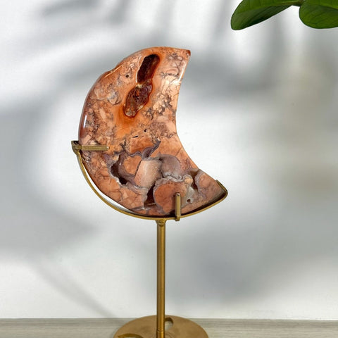 Cotton Candy Agate Moon With Custom Stand F2 63 - Kenna's Crystals from TikTok