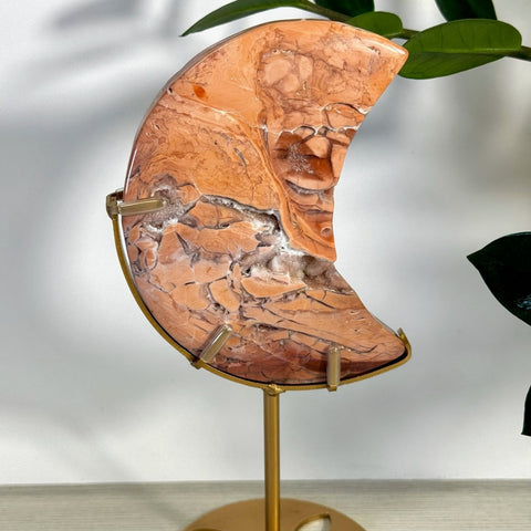 Cotton Candy Agate Moon With Custom Stand G 13 - Kenna's Crystals from TikTok