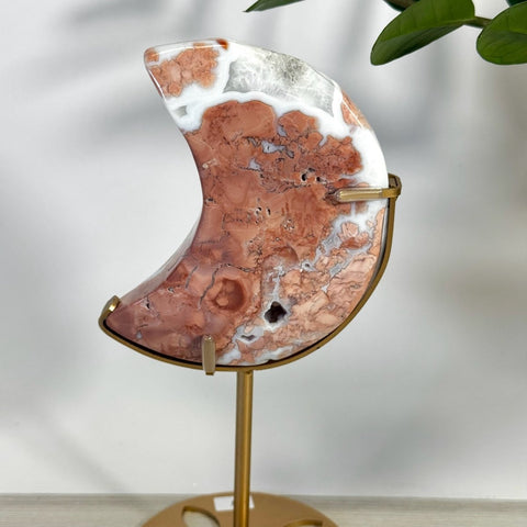 Cotton Candy Agate Moon With Custom Stand H 16 - Kenna's Crystals from TikTok