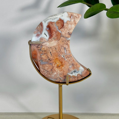 Cotton Candy Agate Moon With Custom Stand H 15 - Kenna's Crystals from TikTok