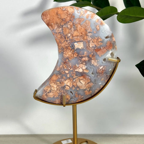 Cotton Candy Agate Moon With Custom Stand I 18 - Kenna's Crystals from TikTok