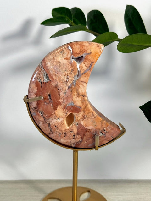 Cotton Candy Agate Moon With Custom Stand J 19 - Kenna's Crystals from TikTok