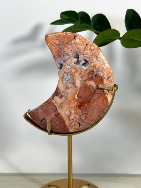 Cotton Candy Agate Moon With Custom Stand J 20 - Kenna's Crystals from TikTok
