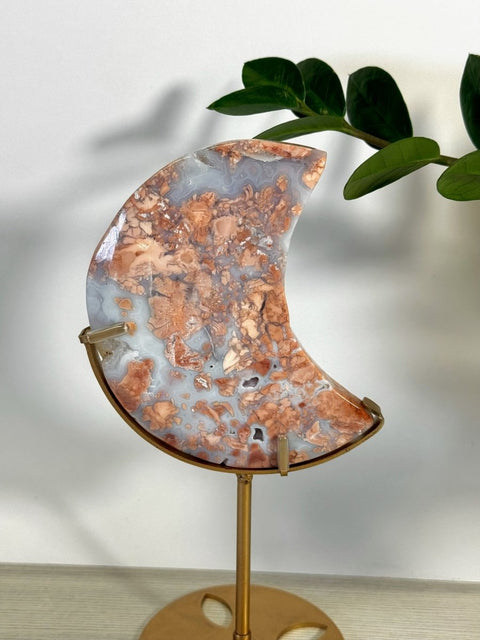 Cotton Candy Agate Moon With Custom Stand K 21 - Kenna's Crystals from TikTok