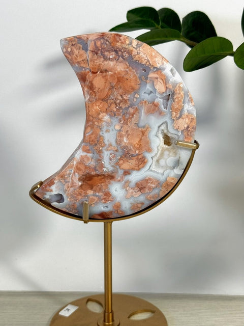 Cotton Candy Agate Moon With Custom Stand K 22 - Kenna's Crystals from TikTok
