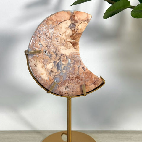 Cotton Candy Agate Moon With Custom Stand L 23 - Kenna's Crystals from TikTok