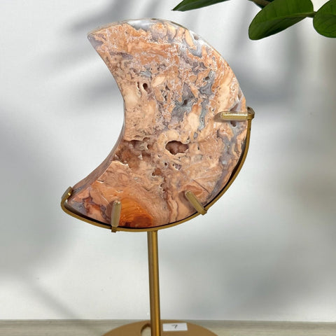 Cotton Candy Agate Moon With Custom Stand L 24 - Kenna's Crystals from TikTok