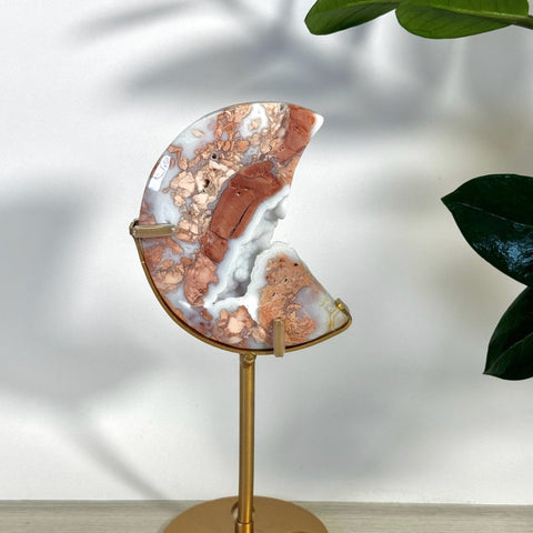 Cotton Candy Agate Moon With Custom Stand L2 77 - Kenna's Crystals from TikTok
