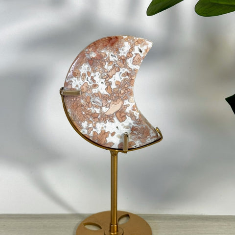 Cotton Candy Agate Moon With Custom Stand L2 75 - Kenna's Crystals from TikTok