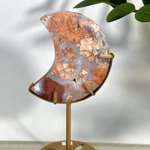 Cotton Candy Agate Moon With Custom Stand M 26 - Kenna's Crystals from TikTok