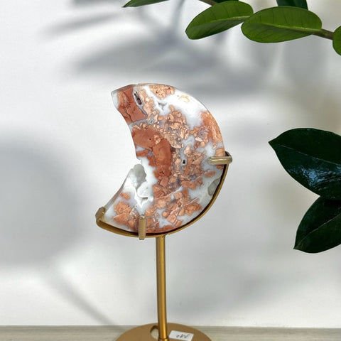 Cotton Candy Agate Moon With Custom Stand M2 78 - Kenna's Crystals from TikTok