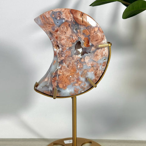 Cotton Candy Agate Moon With Custom Stand N 28 - Kenna's Crystals from TikTok