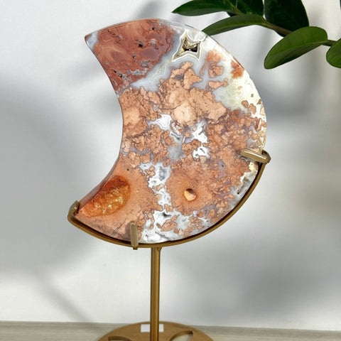 Cotton Candy Agate Moon With Custom Stand O 30 - Kenna's Crystals from TikTok