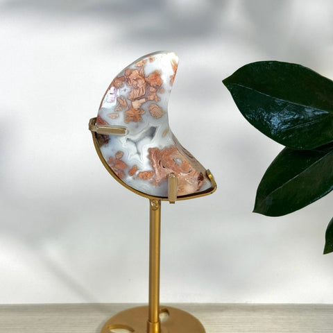 Cotton Candy Agate Moon With Custom Stand O2 81 - Kenna's Crystals from TikTok