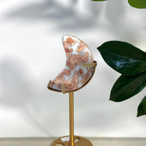 Cotton Candy Agate Moon With Custom Stand O2 82 - Kenna's Crystals from TikTok