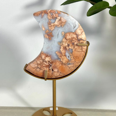 Cotton Candy Agate Moon With Custom Stand R 36 - Kenna's Crystals from TikTok