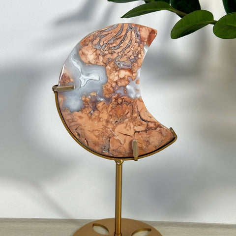 Cotton Candy Agate Moon With Custom Stand R 35 - Kenna's Crystals from TikTok