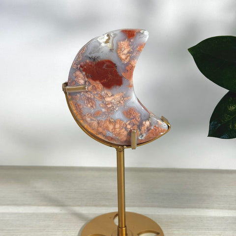 Cotton Candy Agate Moon With Custom Stand R2 87 - Kenna's Crystals from TikTok