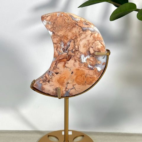 Cotton Candy Agate Moon With Custom Stand S 38 - Kenna's Crystals from TikTok