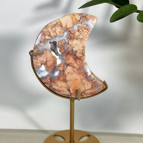 Cotton Candy Agate Moon With Custom Stand S 37 - Kenna's Crystals from TikTok