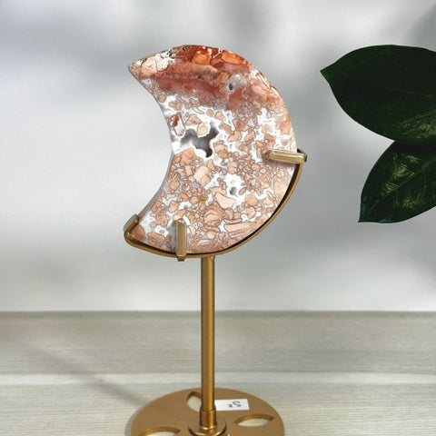 Cotton Candy Agate Moon With Custom Stand S2 90 - Kenna's Crystals from TikTok