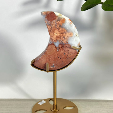 Cotton Candy Agate Moon With Custom Stand V 44 - Kenna's Crystals from TikTok