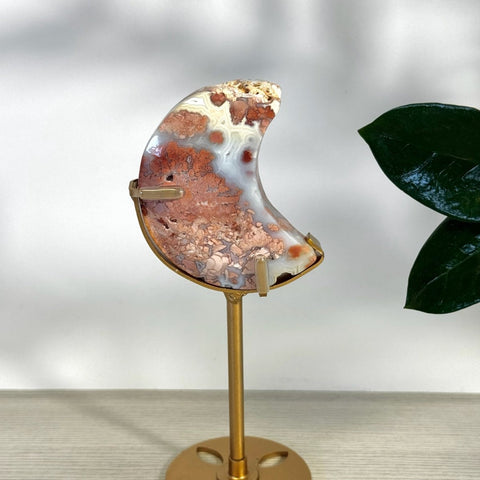 Cotton Candy Agate Moon With Custom Stand V2 95 - Kenna's Crystals from TikTok