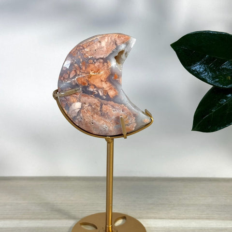Cotton Candy Agate Moon With Custom Stand W2 97 - Kenna's Crystals from TikTok