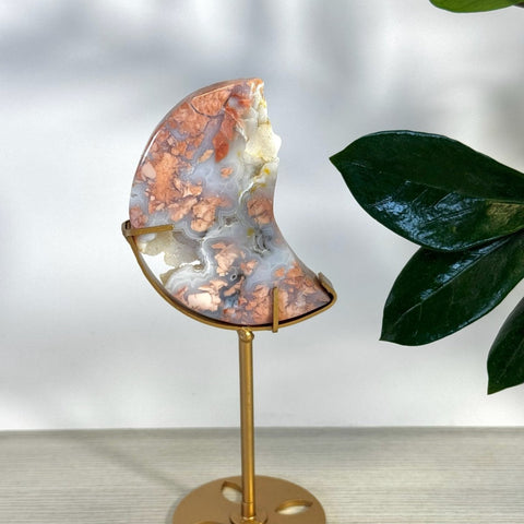Cotton Candy Agate Moon With Custom Stand Y2 101 - Kenna's Crystals from TikTok