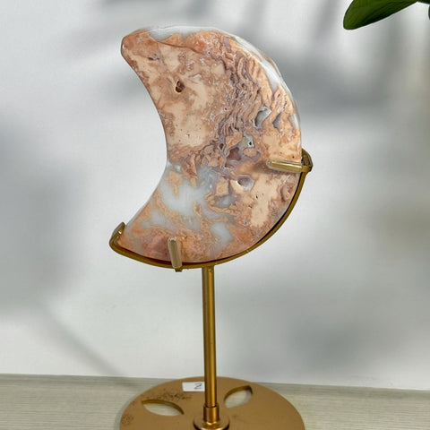 Cotton Candy Agate Moon With Custom Stand Z 52 - Kenna's Crystals from TikTok