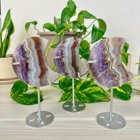 Crazy Lace Amethyst Moon with Custom Stand 122 6 - Kenna's Crystals from TikTok