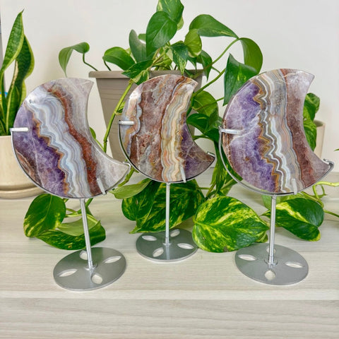 Crazy Lace Amethyst Moon with Custom Stand 155 9 - Kenna's Crystals from TikTok